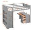 Ball & Cast Loft Bed Twin Size,Bedframe with Ladder and 3 Shelves,4 Drawers,Multi-Function Solid Pine Wood Frame w/Guardrails,No Box Spring Required,Wooden Slat Support,for Apartment,Bedroom,Gray view 2