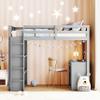 Ball & Cast Loft Bed Twin Size,Bedframe with Ladder and 3 Shelves,4 Drawers,Multi-Function Solid Pine Wood Frame w/Guardrails,No Box Spring Required,Wooden Slat Support,for Apartment,Bedroom,Gray view 3