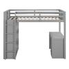Ball & Cast Loft Bed Twin Size,Bedframe with Ladder and 3 Shelves,4 Drawers,Multi-Function Solid Pine Wood Frame w/Guardrails,No Box Spring Required,Wooden Slat Support,for Apartment,Bedroom,Gray view 4