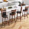 Giantex Wood Bar Stools Set of 4, 31" Swivel Bar Height Barstools w/Back, Rubber Wood Frame, Padded Seat, Footrest, PVC Leather, Wooden Counter Bar Chairs for Kitchen Island, Restaurant, Espresso view 2