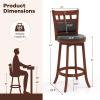 Giantex Wood Bar Stools Set of 4, 31" Swivel Bar Height Barstools w/Back, Rubber Wood Frame, Padded Seat, Footrest, PVC Leather, Wooden Counter Bar Chairs for Kitchen Island, Restaurant, Espresso view 3