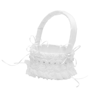 PRETYZOOM Elegant Lace Rose Flower Girl Basket for Weddings Charming Petal Holder for Ceremony Versatile Decorative Basket for Home Events for Flower Girls Garden Use Design for Lasting