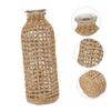 Cabilock 1pc Decorative Dried Flower Vase Unique Grass Woven Design Glass Container for Home Decor and Centerpieces Versatile Tabletop Adornment Khaki view 4