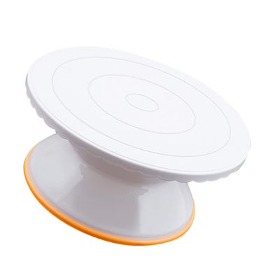 BIUDECO 1pc Plastic Rotating Cake Turntable Non-Slip Base for Decorating White Cake Stand Smooth Rotation for Easy Design for Baking Enthusiasts