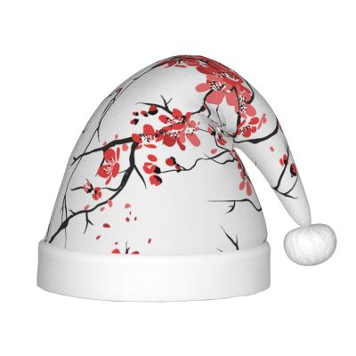SamLng delicate cherry blossoms Christmas Hat - Warm Holiday Hat, Perfect for Xmas, New Year Party, Festival - Ideal Headpiece for Ages 4-12