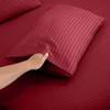 1000Thread Count Extra Long Staple 100% Egyptian Cotton Sheet Set,Sateen Weave, Hotel Quality Soft Luxury Bedding, King Size 4 Piece Sheet Set Fit 15" Inch to 18" Deep Stripe Burgundy view 4