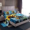 Manfei Sunflowers Kids Sheet Queen Size,Geometric Wooden Plank Rustic Bedding Set,Boys Girls Room Decor,Butterfly Botanical Plants Blue Yellow Bed Sheet Set 4pcs(Fitted + Flat + 2 Pillowcases) view 1