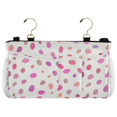 miaozhen Colorful Spot Print Bedside Caddy Storage Organizer Hanging Bed Organizer Storage Bag for Dorm, Bunk, Loft, Hospital Bed organizador de cuarto