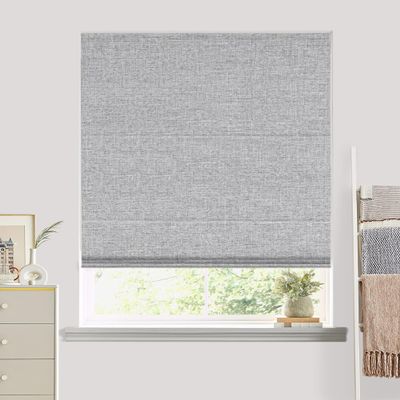 Blindzup Cordless Roman Shades for Windows, Pull Down Linen Roman Blinds with Waterproof and Room Darkening Fabric for Living Room Dining Room Bathroom,Privacy Blackout Grey, 18" W x 66" H