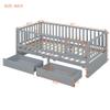 Bellemave Twin Bed Frame with Rails and Storage Drawers, Can Be Divided into A Twin Size Floor Bed with Fence & A Daybed with 2 Drawers, Wood Montessori Beds with Kids Boys Girls Teens (Grey, Twin) view 2