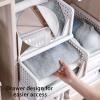 cadciehe 4 Pcs Folding Closet Organizers Storage Box, Stackable Storage Bins Closet Drawer Basket Organizers Folding Storage Box for Wardrobe Cupboard Bathroom Office M view 3