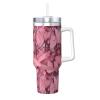 AMAZWI Pink-Leaves Camo Stainless Steel Hot/Cold Coffee Cup 40oz Ice Bully Cup With Handle And Straw Travel Coffee Cup view 1