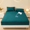 HEVOY Quilted Mattress Cover, Waterproof Mattres Protector Pad, Mattress Pad Cover Fitted, Breathable Machine Washable Elastic Fitted Mattress Topper, Fitted Up to 11 Inch (Grid Green, Queen) view 1
