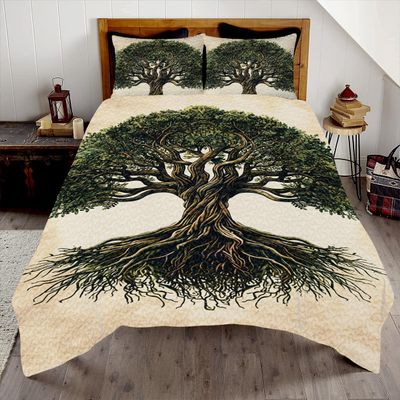 Seraphis Personalized Tree of Life Quilt Pattern - Abstract Bedding King Soft Warm Lightweight for Boys Girls Adults Bedroom Decor (Celtic Tree of Life Quilt)