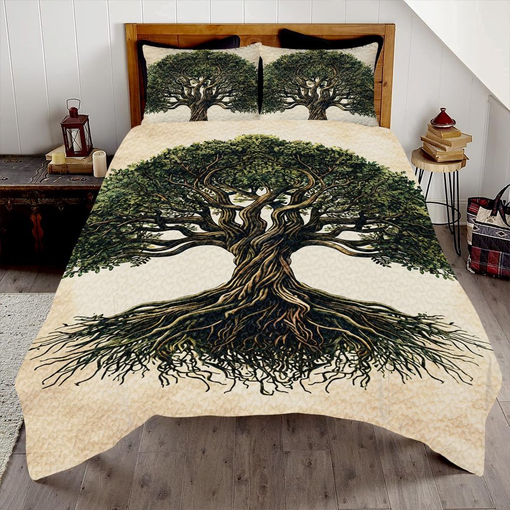 Seraphis Personalized Tree of Life Quilt Pattern - Abstract Bedding King Soft Warm Lightweight for Boys Girls Adults Bedroom Decor (Celtic Tree of Life Quilt)