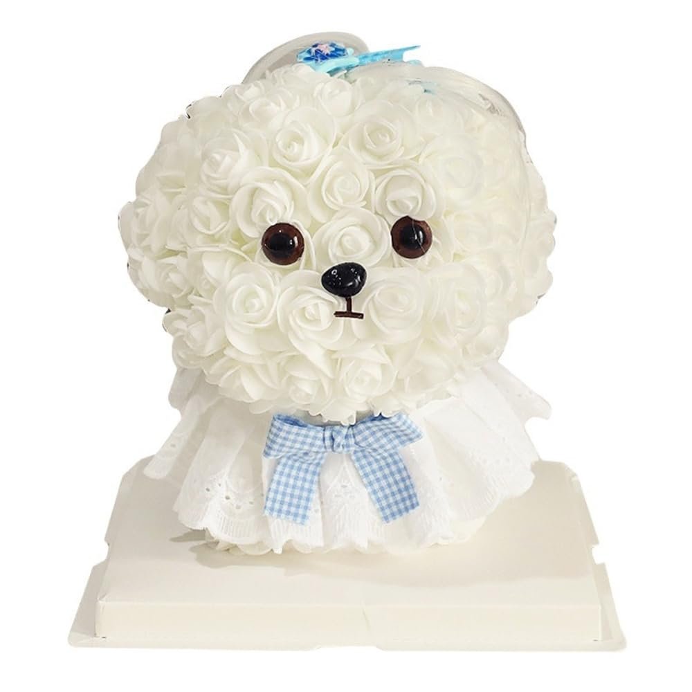 Handmade Halloween Rose Dog Forever Flower Doll Graduation Gift, Birthday Gifts for Women (Blue)