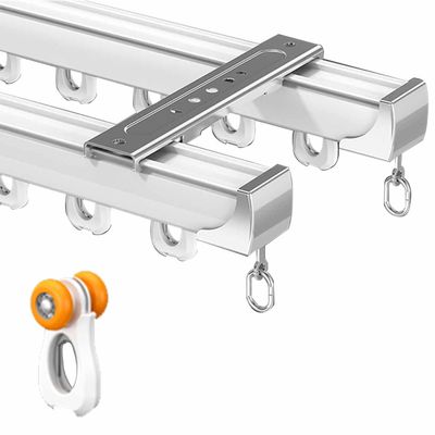 Aluminium Curtain Rail Ceiling Track Heavy Duty Double Conjoined Curtain Track Set Ceiling Mount for Office Home Bathroom Hospital Curtain Track(White,40inch)