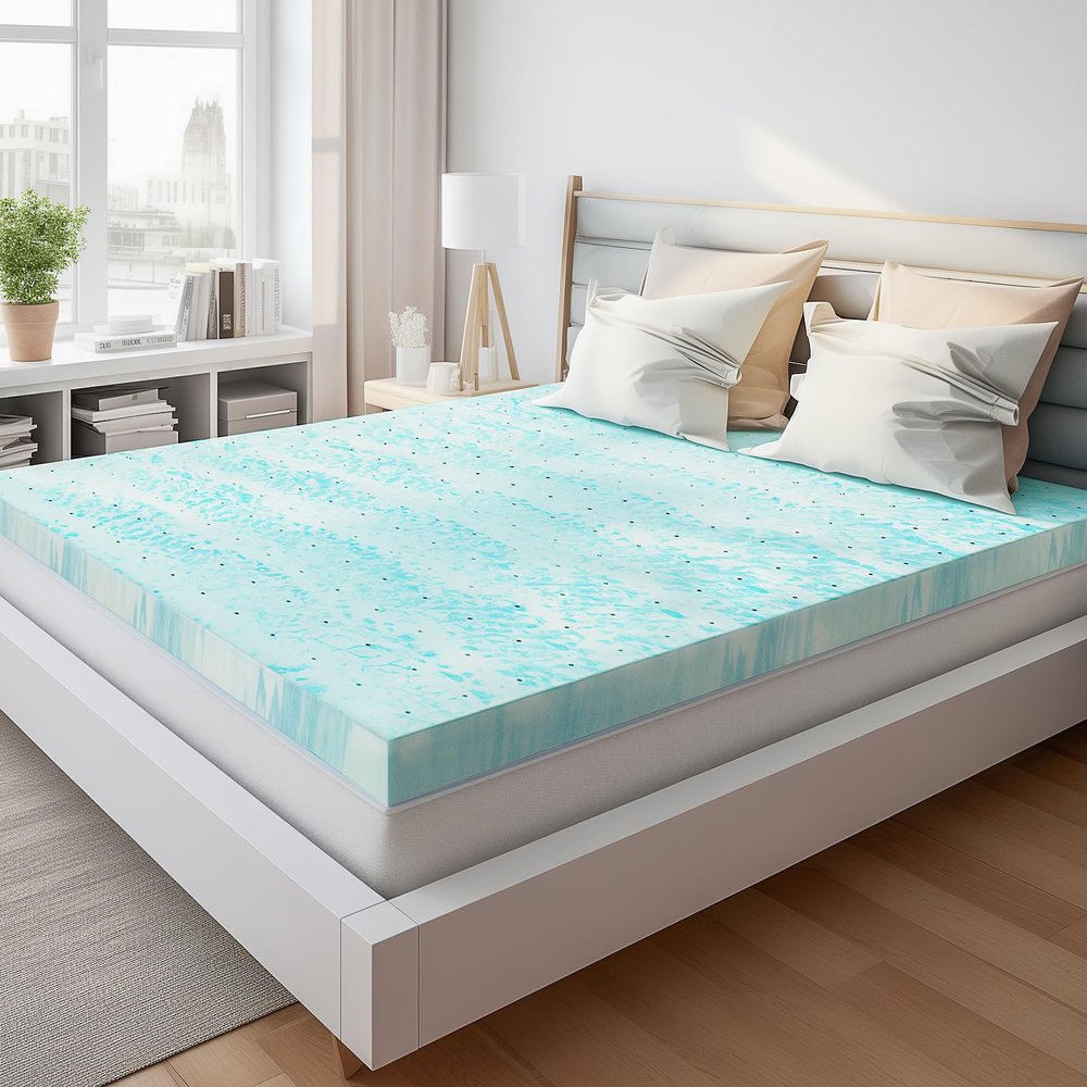 3 Inch Mattress Topper Twin Size, Gel Memory Foam Mattress Pad, CertiPUR-US Certified, Ventilated Bed Topper for Pressure Relief Back Pain, Blue