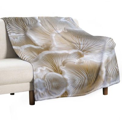 70 * 80 Inch Large Adult Soft Double Blankets White Oyster Mushrooms Printed Fluffy Warm Bed Blanket Comfy Flannel Blanket Warm Plush Throw Blankets for Couch Sofa Bed