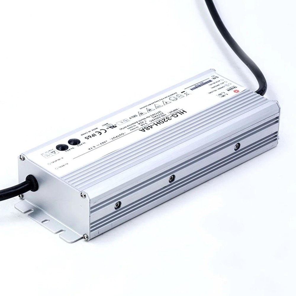 DrapeMania HLG-320H-48A LED Driver: 320W, 48V/6.7A, IP65 Waterproof, 95% Efficiency, Flicker-Free, Dimmable, Wide Input (90-305VAC), UL/CE - for Demanding Lighting Projects