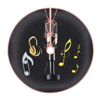 Microphone with Music Notes Festive Christmas Tree Skirt-Tree Cover Holiday Home Decor Winter-Themed Party Accessory