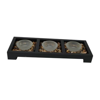 Levemolo Glass Tea Light Candle Holders with Tray Modern Frosted Candle Cups for Home Decor for Weddings Parties and Romantic Settings