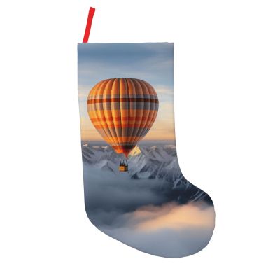 QHWLR Mountain Hot Air Balloon Print Personalized Christmas Stockings 18in Stockings for Xmas Holiday Party Decoration