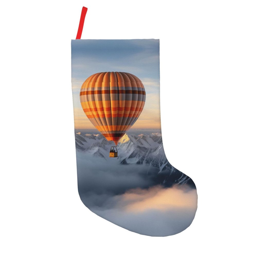 QHWLR Mountain Hot Air Balloon Print Personalized Christmas Stockings 18in Stockings for Xmas Holiday Party Decoration