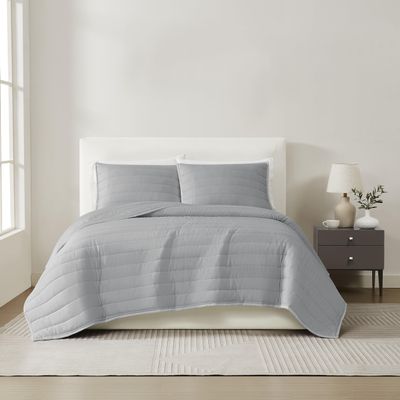 Christian Siriano NYCotton Sateen Grey Full/Queen 3 Piece Quilt Set
