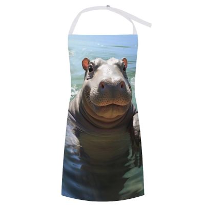 YTLKGFP Adjustable Bib Apron with 2 Pockets Cute Hippos Printed Adult Aprons Cooking Kitchen Aprons for Women Men Arts Gardening Utility Or Work