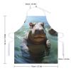 YTLKGFP Adjustable Bib Apron with 2 Pockets Cute Hippos Printed Adult Aprons Cooking Kitchen Aprons for Women Men Arts Gardening Utility Or Work view 2