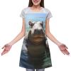 YTLKGFP Adjustable Bib Apron with 2 Pockets Cute Hippos Printed Adult Aprons Cooking Kitchen Aprons for Women Men Arts Gardening Utility Or Work view 3