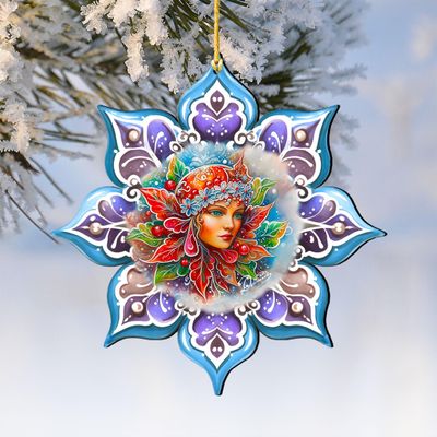 Frosty Fairy Snowflake Wooden Ornaments by G. Debrekht - Christmas Decor - 8688403