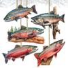Alaskan Salmon Wooden Ornaments Set of 5 by G. Debrekht - Wildlife Holiday Decor - 8091322S5 view 2