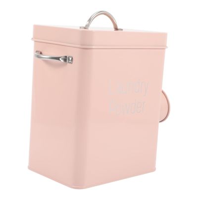 ABOOFAN Lidded Laundry Powder Container Portable Metal Storage Bin Scoop Moisture Design for Detergent Pet Food and More Chic Pink for Rooms