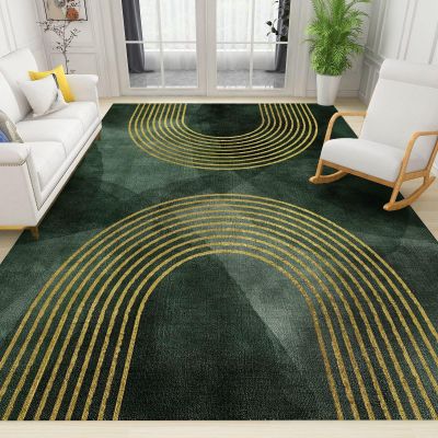 2x4 Runner Rugs Mid Century Modern Rainbow Fit Under Door Rugs for Entryway, Abstract Rugs Luxury Green Gold Line Kitchen Runner Rug Soft Non Slip Washable for Sink Entryway Hallways Indoor