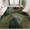 2x4 Runner Rugs Mid Century Modern Rainbow Fit Under Door Rugs for Entryway, Abstract Rugs Luxury Green Gold Line Kitchen Runner Rug Soft Non Slip Washable for Sink Entryway Hallways Indoor view 1