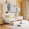 Twin Size Wooden Daybed With 2 Drawers, and All-in-One Cabinet and Shelf, Daybed with Storage for Kids Girls Boys, Daybed Frame with Storage Shelf for Bedroom, Living Room, Guest Room (White, Twin) view 3