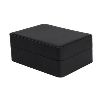 DEARMAMY Compartment Cufflink and Necktie Storage Case Elegant Black Pu Organizer for Cufflinks and Tie Clips Compact Design for Home Travel for Men