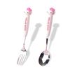 2 PCS Spoon and Fork Set, Cute Stainless Steel Silverware Set, Cartoon Salad Forks and Soup Spoons, Gift for Her view 1