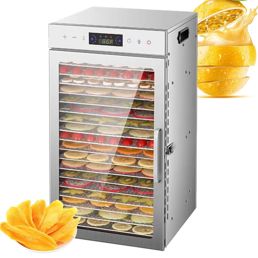 Naturalpowev Food Dehydrator, Dehydrator for Food and Jerky, Fruits, Herbs, Veggies, 24H Timer & Temperature Settings, Commercial Food Dehydrator, Recipe Book Included,18-Trays