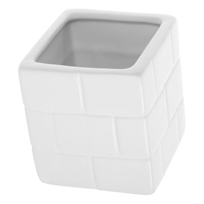IWOWHERO Brick Shaped Ceramic Flower Vase Abstract Planter for Desktop Decor Durable Decorative Pot for Flower Arrangement Chic Centerpiece for Home and Office Greenery