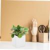IWOWHERO Brick Shaped Ceramic Flower Vase Abstract Planter for Desktop Decor Durable Decorative Pot for Flower Arrangement Chic Centerpiece for Home and Office Greenery view 2