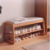 BABETRUE Shoe Bench Entrance Door Shoe Bench Household Door Solid Wood Soft Pack Long Shoe Cabinet Bench Integrated Shoe Rack Footboard Bench view 2