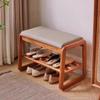 BABETRUE Shoe Bench Entrance Door Shoe Bench Household Door Solid Wood Soft Pack Long Shoe Cabinet Bench Integrated Shoe Rack Footboard Bench view 4