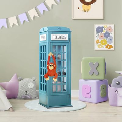 CQAEBGS Telephone Booth Bookshelf 5-Tier Wood cd Storage Cabinet, Floor Standing Bookcase with Acrylic Door, Storage Cabinet Cube Organizer Display Cabinet (Blue)