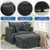 JURMALYN 47.7" Oversized Chaise Longue Chair, Corduroy Single Sofa Couch with Ottoman Comfy Reclining Chair Sofa Upholstered Recliner for Small Spaces Living Room Apartment Bedroom Dark Grey view 3