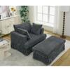 JURMALYN 47.7" Oversized Chaise Longue Chair, Corduroy Single Sofa Couch with Ottoman Comfy Reclining Chair Sofa Upholstered Recliner for Small Spaces Living Room Apartment Bedroom Dark Grey view 4