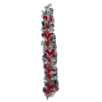 Christmas Flocking Garland Exquisite Decorative Rattan Pendant for Indoor Outdoor Xmas Party Home Decor (1.5m / 4.9ft)