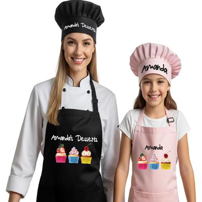 7th Hill Personalized Kids Apron For Cooking, Mommy and Me Aprons with Pockets, Cupcake Kids Baking Delantes, Christmas & Halloween Gifts For Kids, Girls, Boys, Toddler
